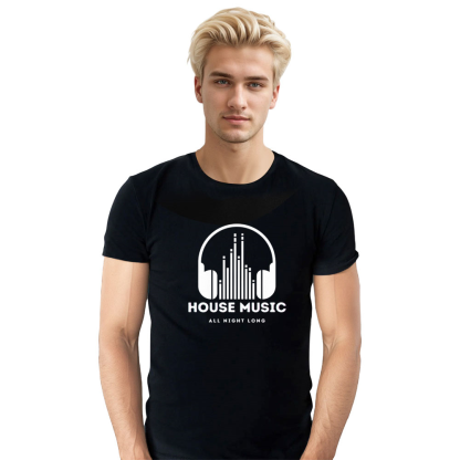 Adult Unisex House Music All Night Long Music Festival Black T-shirt Costume
