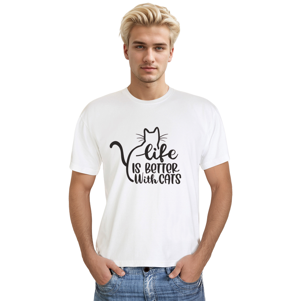 Adult Unisex Life Is Better With Cat Pet Lover White T-shirt Costume