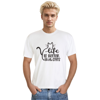 Adult Unisex Life Is Better With Cat Pet Lover White T-shirt Costume