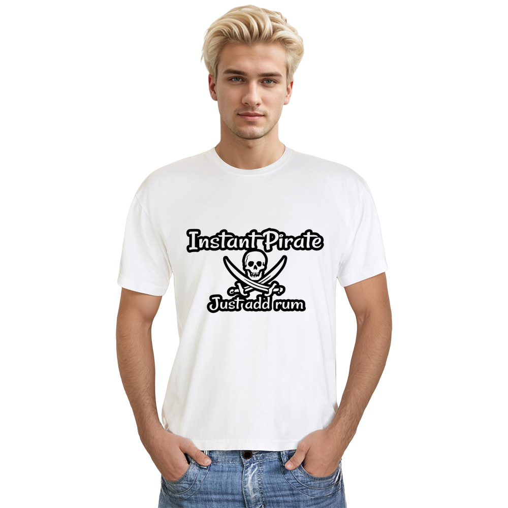 Adult Unisex Instant pirate Just Add Rum White Pirate Lover T-shirt Costume
