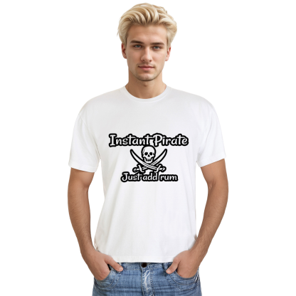 Adult Unisex Instant pirate Just Add Rum White Pirate Lover T-shirt Costume