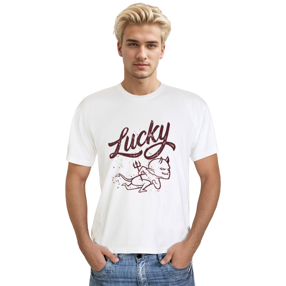 Adult Unisex Lucky Devil Halloween White T-shirt Costume