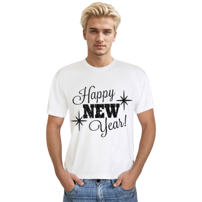 Adult Unisex 2025 Happy New Year Shirt White Festival T-shirt