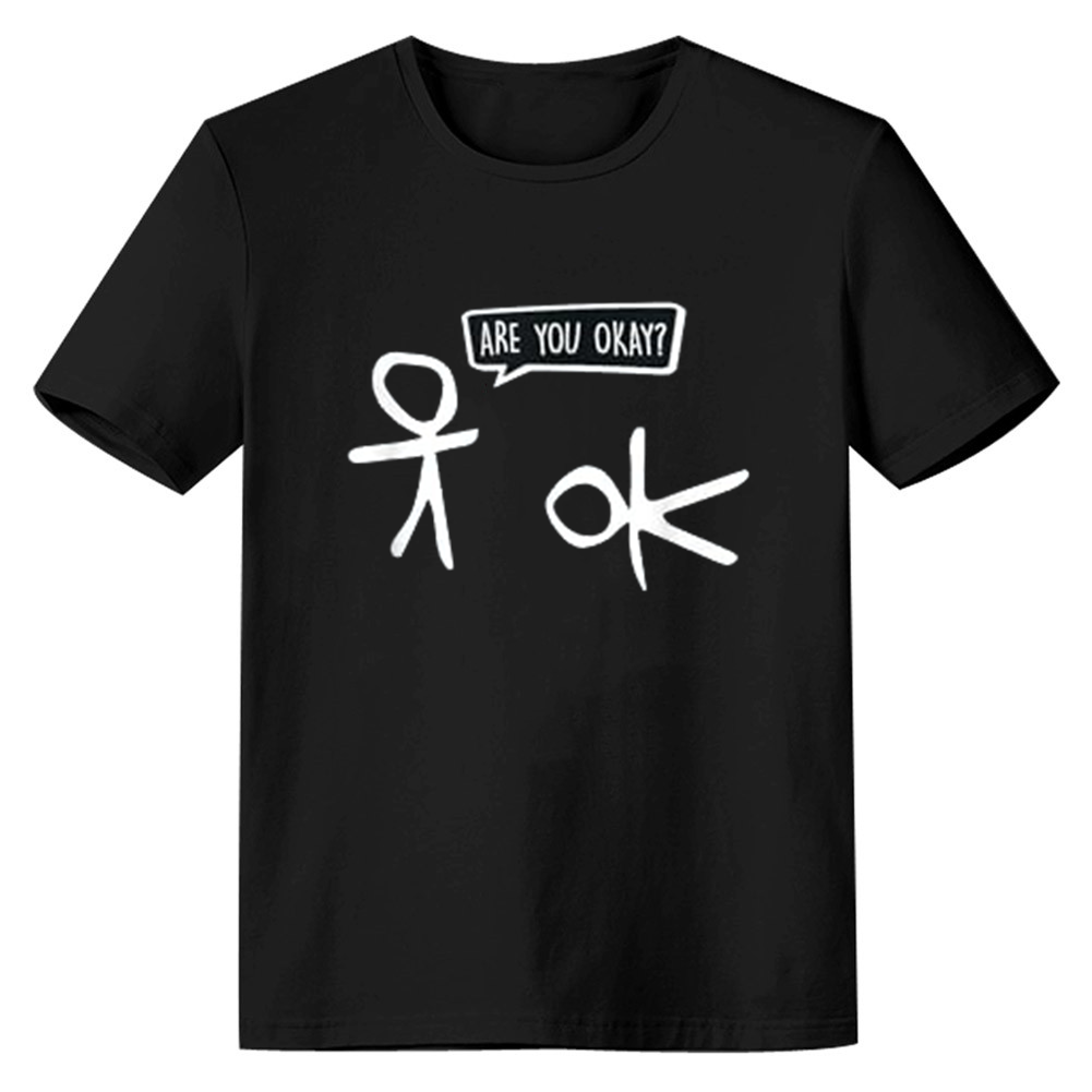 Adult Unisex Funny Are You Ok? Humor Joke Black T-shirt Costume