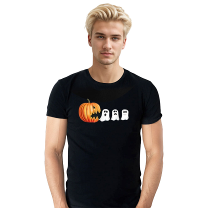 Adult Unisex Funny Halloween Pumpkin Ghosts Halloween Black T-shirt Costume
