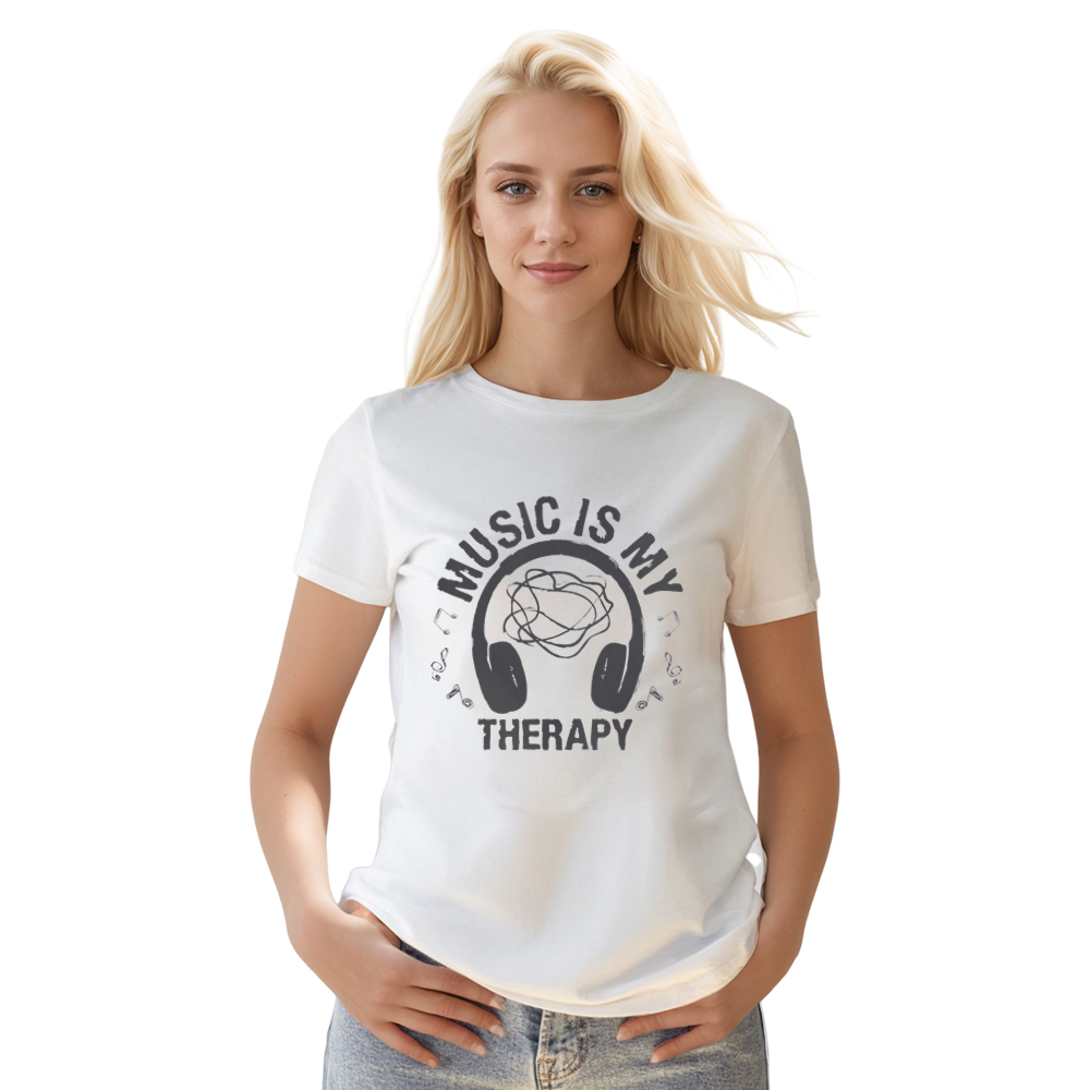 Adult Unisex Music Is My Therapy Festival White T-shirt Costume