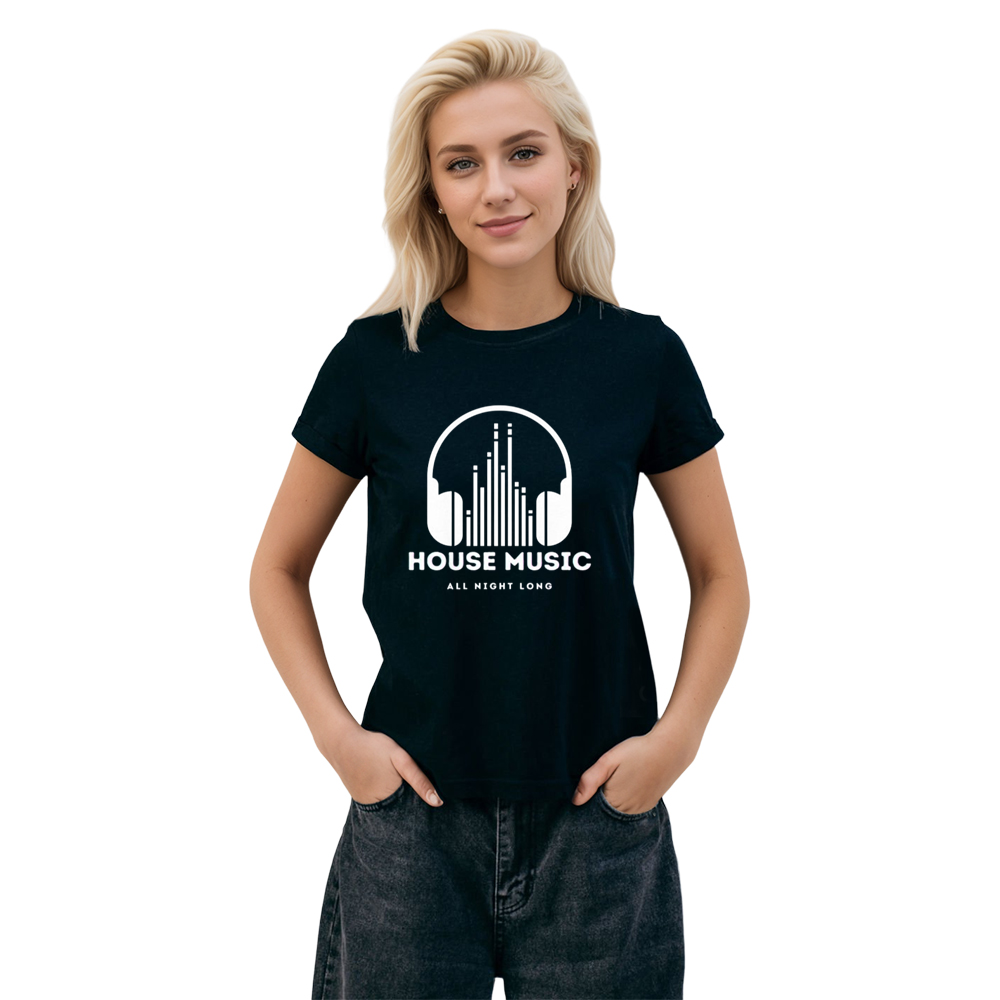 Adult Unisex House Music All Night Long Music Festival Black T-shirt Costume