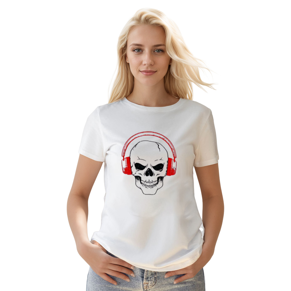 Adult Unisex Music Festival White Skull DJ T-shirt Costume