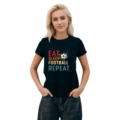 Adult Unisex Eat Sleep Football Lover Black T-shirt Costume