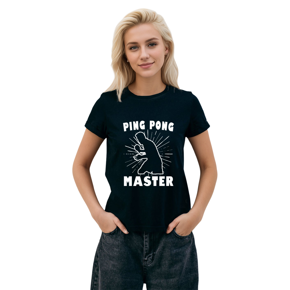 Adult Unisex Sport Ping Pong Master Table Tennis Lover Black T-shirt Costume