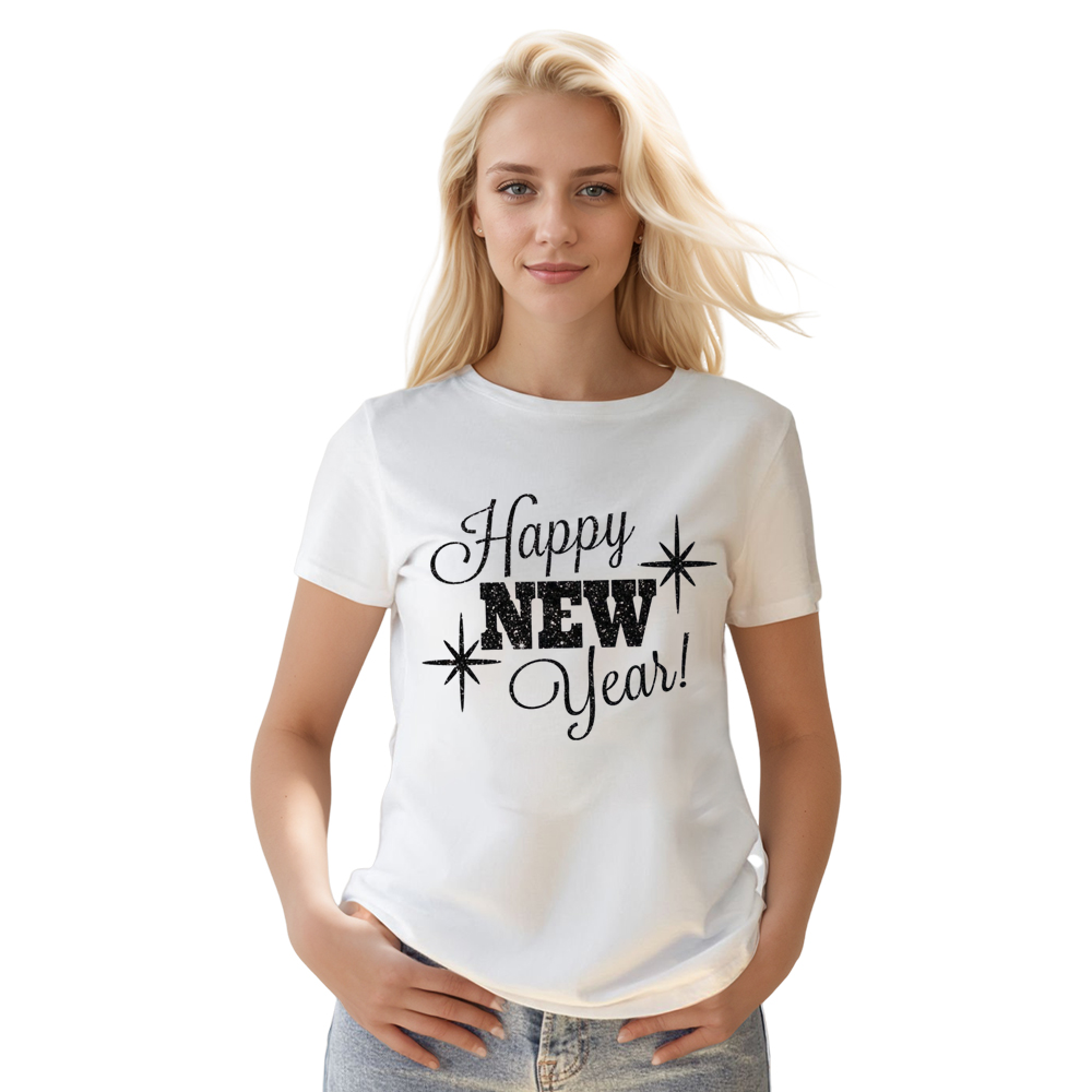 Adult Unisex 2025 Happy New Year Shirt White Festival T-shirt