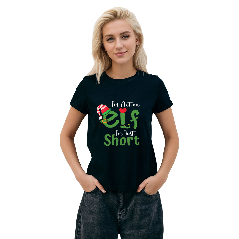 Adult Unisex I'm Not An Elf I'm Just Short Merry Xmas Funny Christmas T-shirt