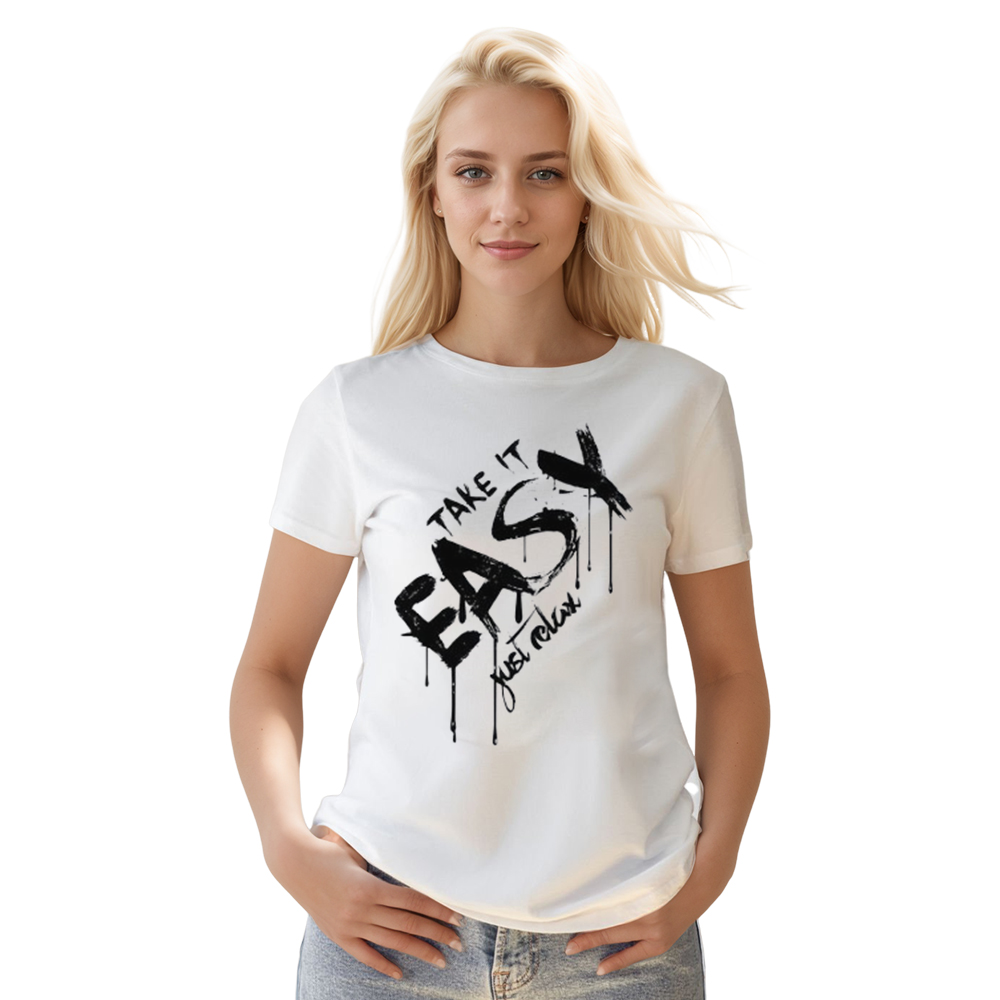 Adult Unisex Letter Take It Easy White T-shirt Costume