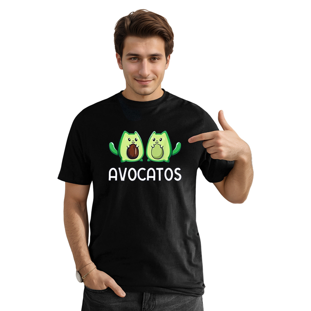 Adult Unisex Avocado Cat Fruit Food Lover Black T-shirt Costume