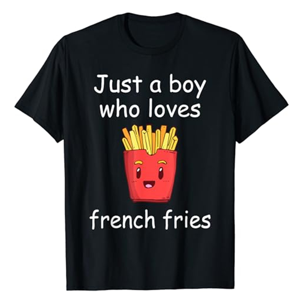 Adult Unisex Funny French Fries Lover Food Lover Black Short Sleeve T-shirt Costume
