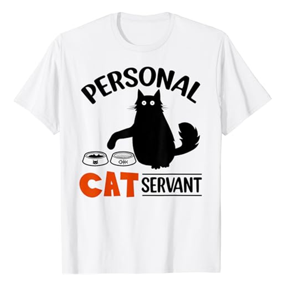 Adult Unisex Cat Personal Cat Servant Black Short Sleeve T-shirt Outfits Top Costume