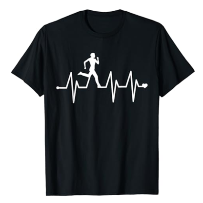 Adult Athletics Heartbeat Pulse Running Fitness Gym Workout Sport Black T-shirt Costume