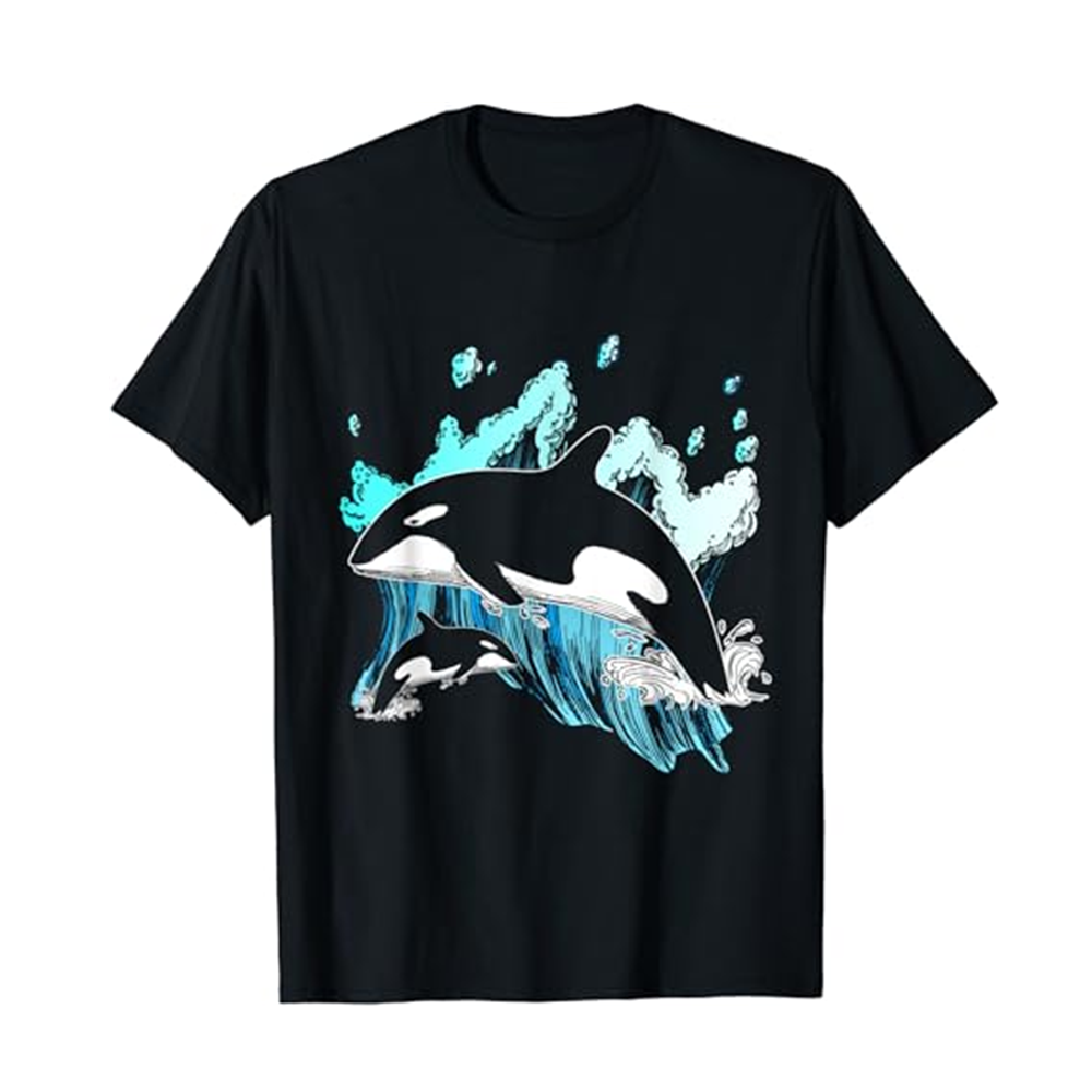 Adult Unisex Killer Whale Ocean Lover Nature Wild Animals Black Environmentalist T-shirt Outfits Top Costume