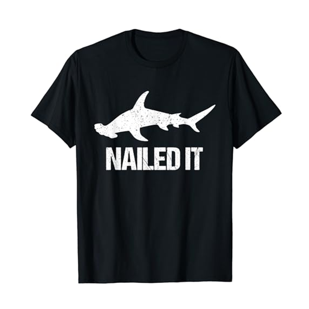 Adult Nailed It Hammerhead Shark Black Short Sleeve T-shirt Outfits Top Costume