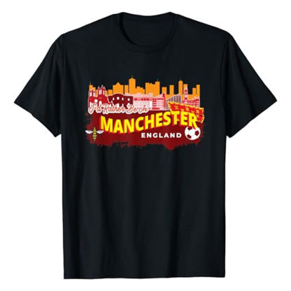 Adult I'd Rather Be In Manchester England Vintage Souvenir Travel Spots Black T-shirt Top Costume