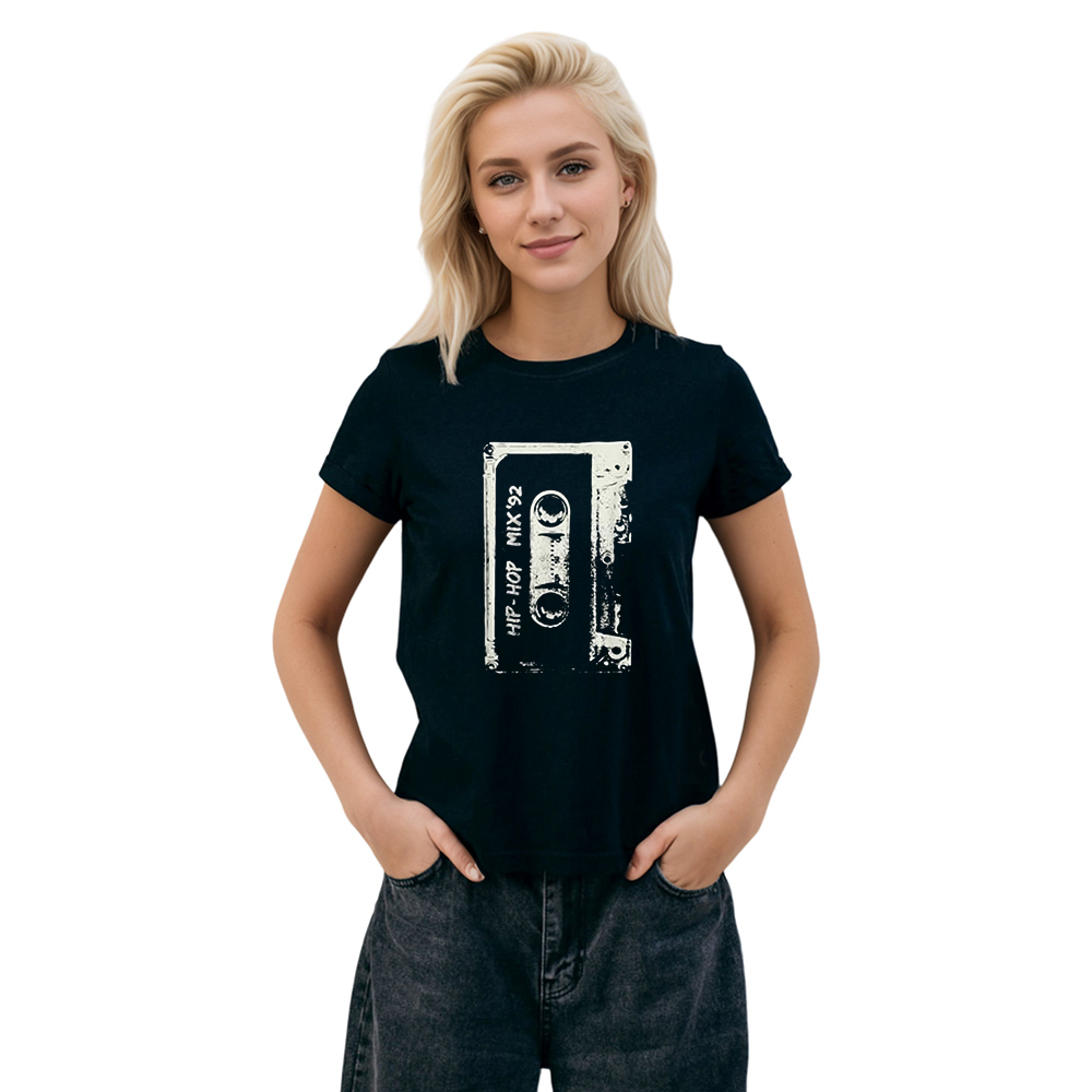 Adult Unisex Hip Hop Rap DJ Retro 90s Music Festival Black T-shirt Costume