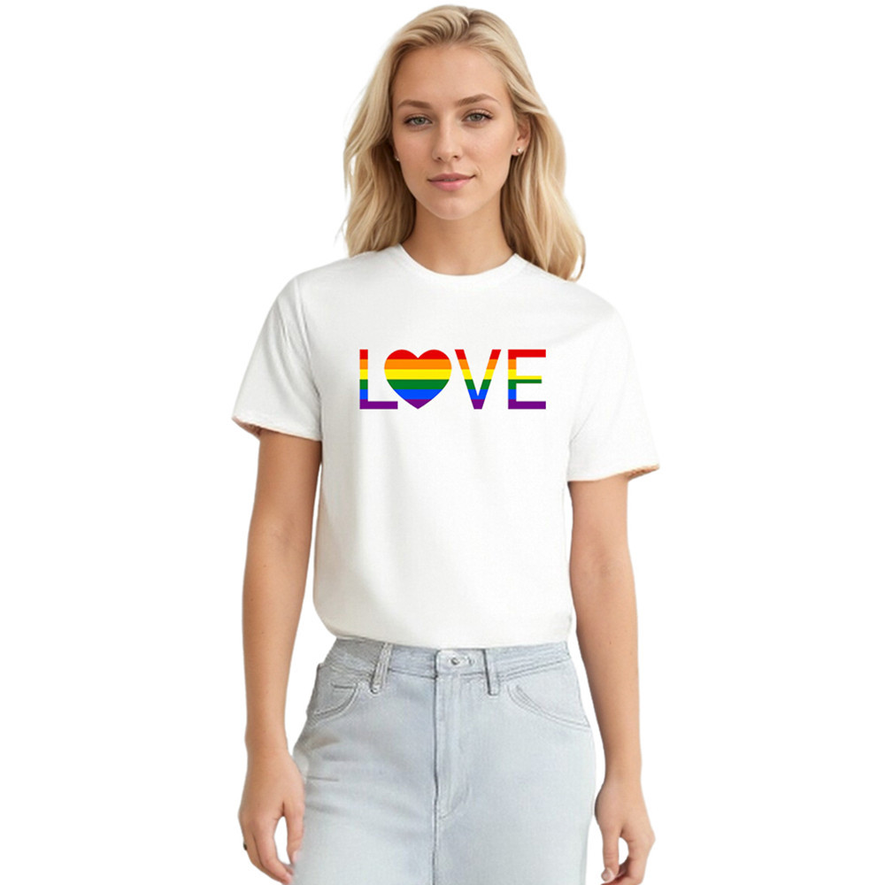 Adult Unisex Pride Month LGBT Rainbow Love White T-shirt Costume