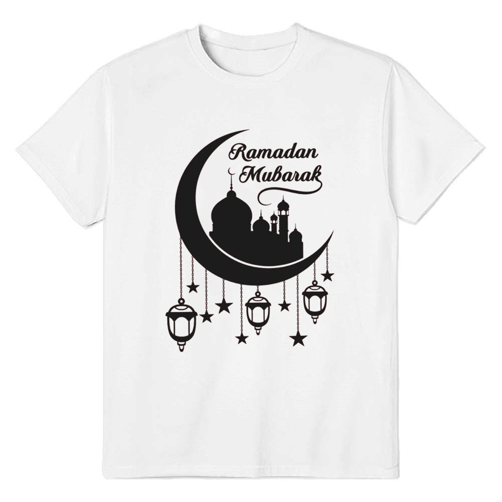 Ramadan Mubarak Adult Unisex Muslim White T-shirt