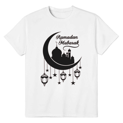 Ramadan Mubarak Adult Unisex Muslim White T-shirt