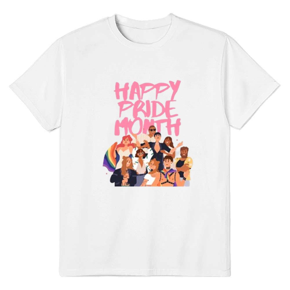 Adult Unisex Pride Month Happy White T-shirt Costume