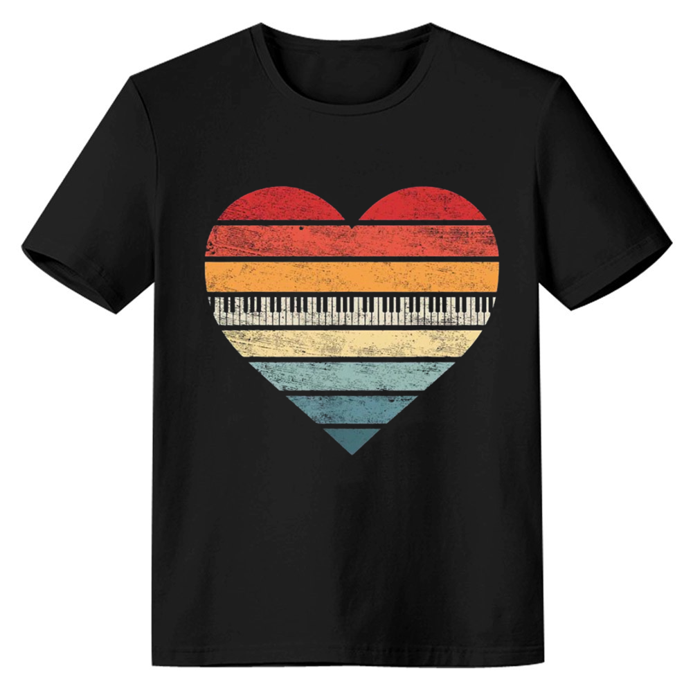 Adult Unisex Retro Vintage Pianist Shirt Piano Teacher Music Festival Black T-shirt Costume