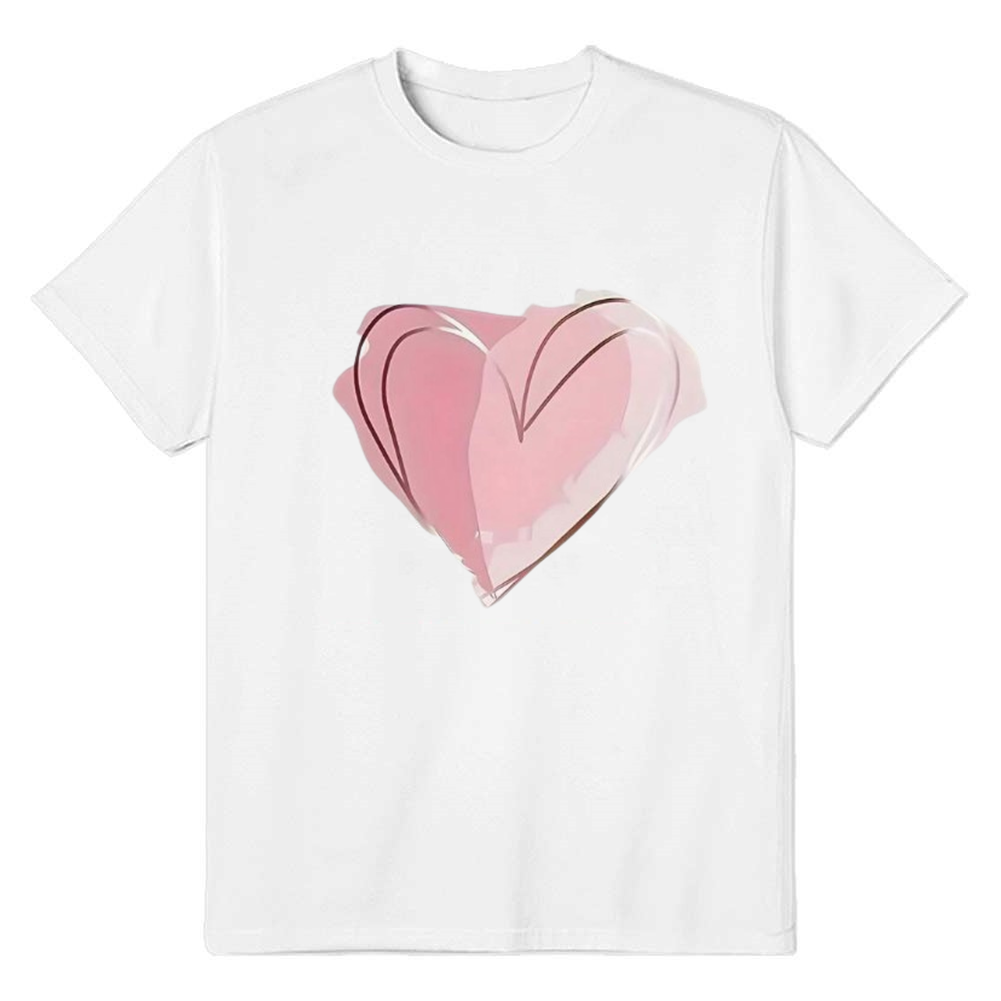 Adult Women  Heart Shaped Pattern Short Sleeve White T-shirt Costume
