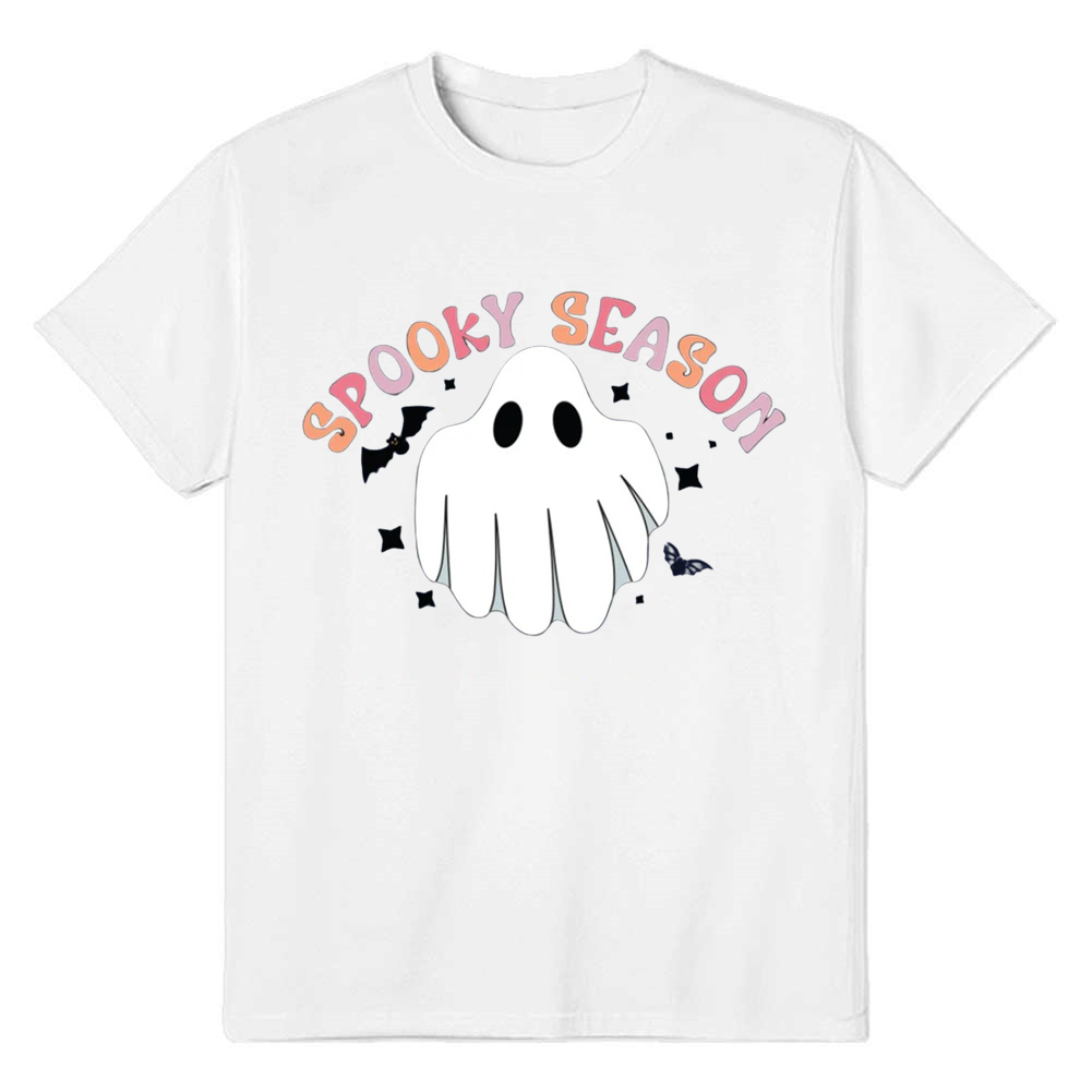 Adult Unisex Spooky Season Halloween White T-shirt Costume