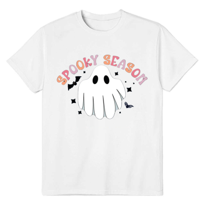 Adult Unisex Spooky Season Halloween White T-shirt Costume