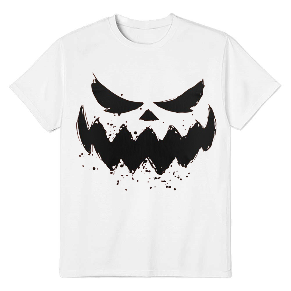 Adult Unisex Halloween Scary Pumpkin White T-shirt Costume