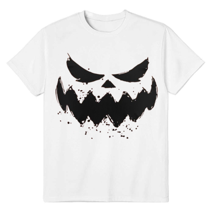 Adult Unisex Halloween Scary Pumpkin White T-shirt Costume