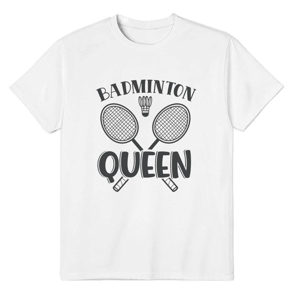 Adult Unisex Badminton Queen White Sport T-shirt Costume