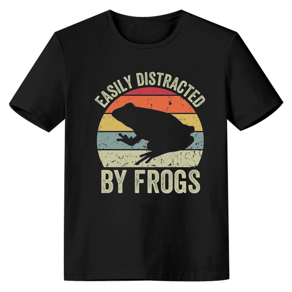 Adult Unisex Retro Frog Animals Lover Black T-shirt Costume