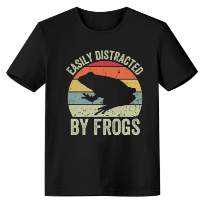 Adult Unisex Retro Frog Animals Lover Black T-shirt Costume
