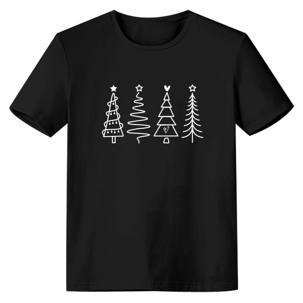 Adult Unisex Festival Matching Christmas Tree Xmas Black T-shirt Costume
