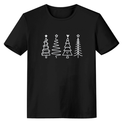 Adult Unisex Festival Matching Christmas Tree Xmas Black T-shirt Costume