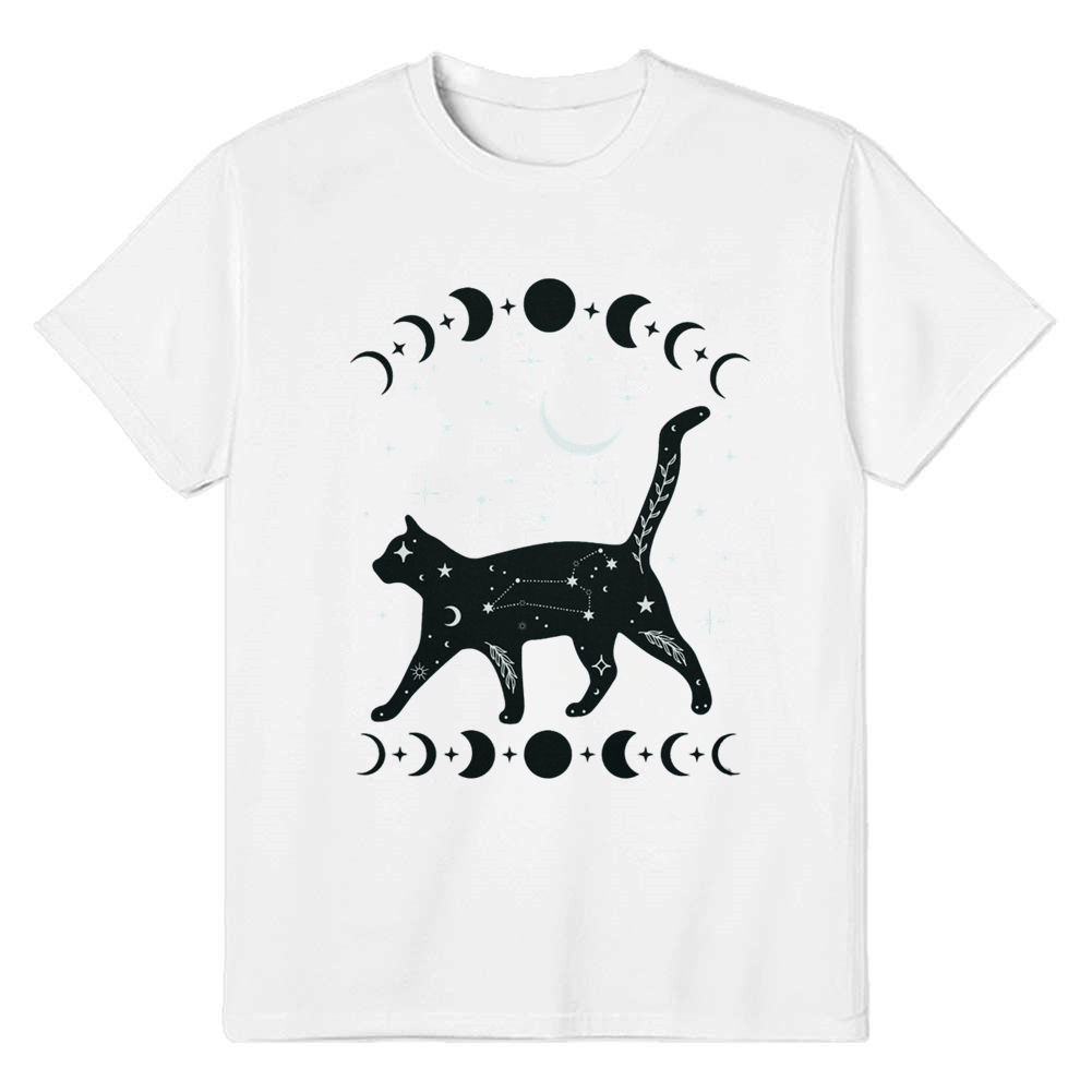 Adult Unisex Mystical Ca tWitch Halloween White T-shirt Costume