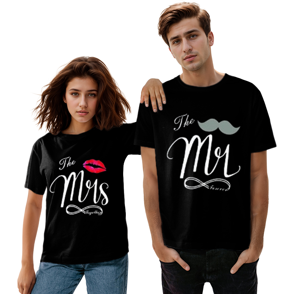 Adult Mr And Mrs Husband Wife Couple Valentine's Day Black T-shirt Costume