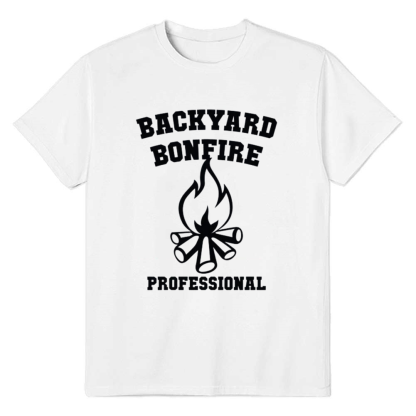 Adult Unisex Backyard Bonfire Professional camping Bonfire Night White T-shirt Costume