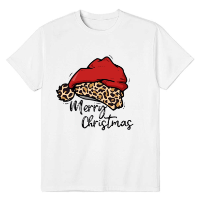 Adult Unisex Xmas Christmas Festival Santa Hat White T-shirt Costume
