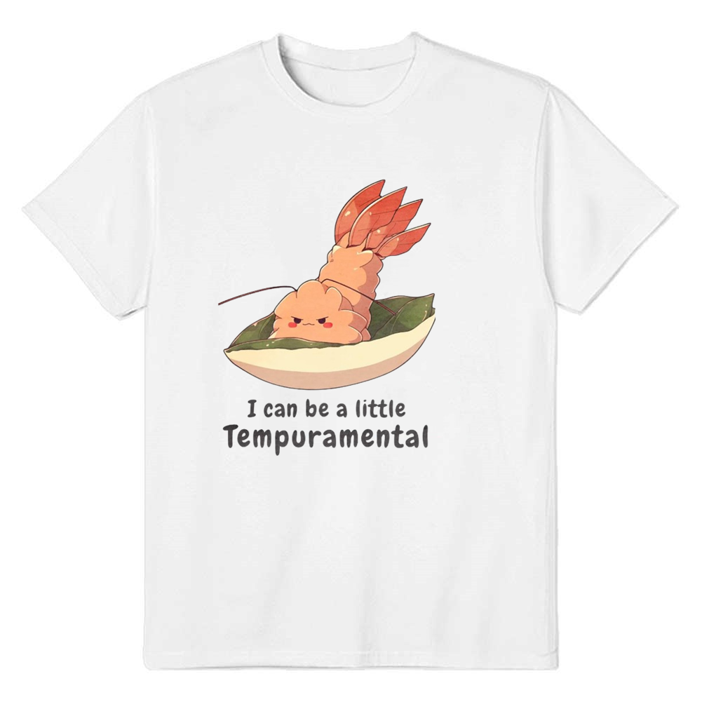 Adult Unisex Temperamental Prawn Fun Pun Food Lover White T-shirt