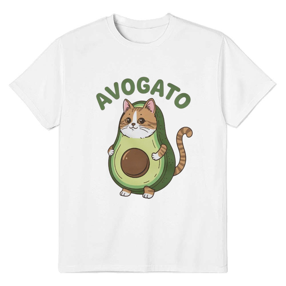 Adult Unisex Avocado Cat Softstyle Pet Lover White T-shirt