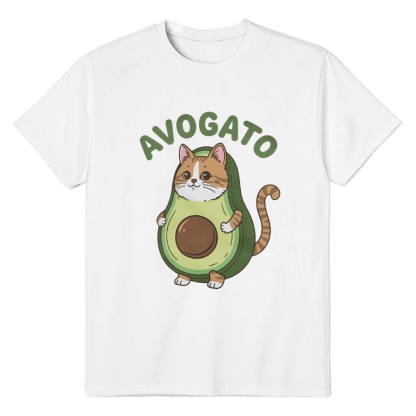 Adult Unisex Avocado Cat Softstyle Pet Lover White T-shirt
