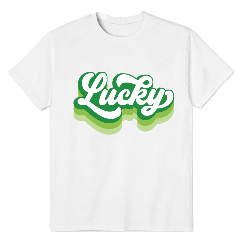 Adult Unisex St. Patrick's Day Lucky Patricks Day White T-shirt
