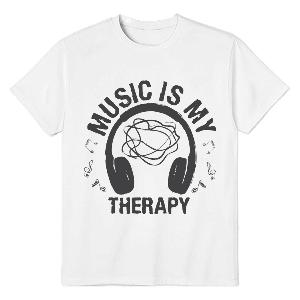 Adult Unisex Music Is My Therapy Music Lover White T-shirt
