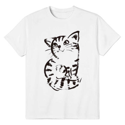 Kawaii Cat Adult Unisex Pet Animals Lover White T-shirt